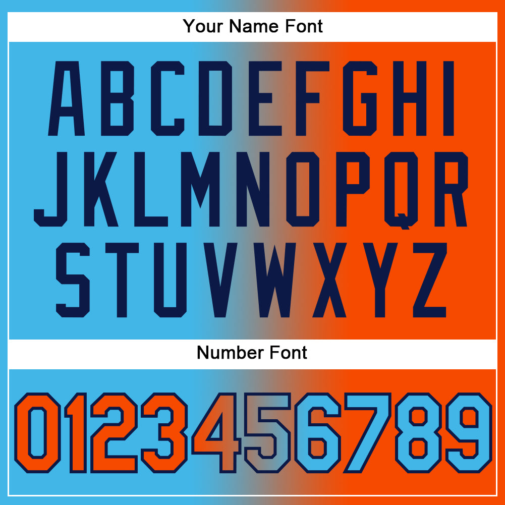 Personalized Stitched Sky Blue Orange-Navy Gradient Fashion Sports Pullover Sweatshirt Hoodie Team Custom Name and Number Custom Team Name Number Hoodie Stitched Sky Blue Orange-Navy Gradient Fashion Sports Pullover Sweatshirt Personalized Stitched - Image 4