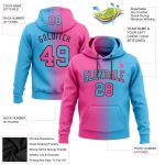 Custom Name Number Pullover Hoodie Sweatshirt - Sky Blue Pink Black Gradient Fashion Sports Team Design Personalized Stitched
