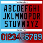 Custom Name Number Sports Hoodie Stitched Fashion Pullover Sweatshirt in Sky Blue Red Black Gradient for Team Wear Personalized