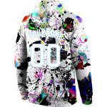 Personalized 3D Sports Hoodie Graffiti Pattern White-Light Blue Stitched Pullover Sweatshirt Personalized Stitched Splashes