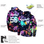 Custom Name Number Hoodie 3D Sports Pullover Sweatshirt White Light Blue Graffiti Pattern Personalized Stitched Splashes