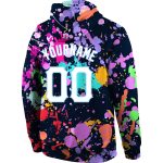 Custom Name Number Hoodie 3D Sports Pullover Sweatshirt White Light Blue Graffiti Pattern Personalized Stitched Splashes