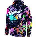 Custom Name Number Hoodie 3D Sports Pullover Sweatshirt White Light Blue Graffiti Pattern Personalized Stitched Splashes