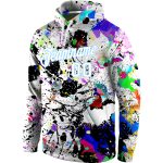 Personalized 3D Sports Hoodie Graffiti Pattern White-Light Blue Stitched Pullover Sweatshirt Personalized Stitched Splashes
