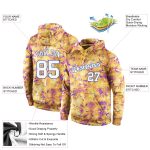 Custom Name & Number 3D Pullover Hoodie - Personalized White-Royal Graffiti Pattern Sweatshirt with Stitched Splashes Personalized