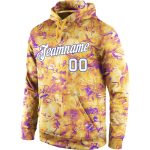 Custom Name & Number 3D Pullover Hoodie - Personalized White-Royal Graffiti Pattern Sweatshirt with Stitched Splashes Personalized