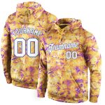 Custom Name & Number 3D Pullover Hoodie - Personalized White-Royal Graffiti Pattern Sweatshirt with Stitched Splashes Personalized