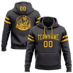 Custom Team Name Number Football Hoodie Sweatshirt - Personalized Stitched Steel Gray Gold-Black Pullover Personalized Stitched
