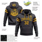 Custom Team Name Number Football Hoodie Sweatshirt - Personalized Stitched Steel Gray Gold-Black Pullover Personalized Stitched