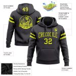 Custom Name & Number Football Hoodie - Personalized Steel Gray & Neon Yellow Black Pullover Sweatshirt Personalized Stitched