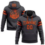 Custom Name Number Hoodie Football Sweatshirt Stitched Steel Gray Orange Black Personalized Stitched Steel Gray Orange-Black