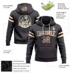 Custom USA Flag Football Hoodie Pullover Sweatshirt - Personalized Stitched Cream-Crimson Team Name & Number Steel Gray Personalized