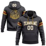 Personalized Custom Football Hoodie Sweatshirt with Stitched Name & Number - Steel Gray, White, Old Gold-Red Personalized