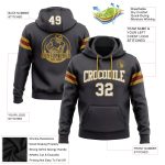 Personalized Custom Football Hoodie Sweatshirt with Stitched Name & Number - Steel Gray, White, Old Gold-Red Personalized