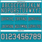 Custom Team Name Number Stitched Hoodie Sweatshirt - Teal Gray Black Football Pullover Personalized Stitched Teal Gray-Black