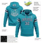 Custom Name Number Football Hoodie Sweatshirt Teal Gray Navy Personalized Stitched Pullover Personalized Stitched Teal Gray-Navy