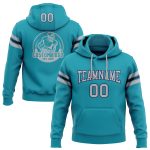 Custom Name Number Football Hoodie Sweatshirt Teal Gray Navy Personalized Stitched Pullover Personalized Stitched Teal Gray-Navy