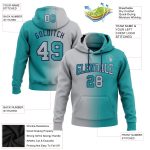 Custom Team Hoodie Personalized Stitched Pullover Sweatshirt with Name and Number Teal Gray Navy Gradient Fashion Personalized