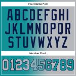 Custom Team Hoodie Personalized Stitched Pullover Sweatshirt with Name and Number Teal Gray Navy Gradient Fashion Personalized