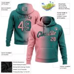 Custom Name Number Hoodie Teal Pink-Black Gradient Pullover Sweatshirt Fashion Sports Medium Stitched Personalized Stitched