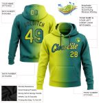 Custom Team Hoodie with Personalized Name & Number - Teal Neon Yellow-Black Gradient Pullover Sweatshirt Personalized Stitched