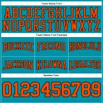 Custom Team Football Hoodie with Personalized Name and Number, Stitched Design in Teal, Orange, and Black Pullover Sweatshirt