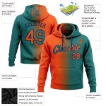 Custom Name and Number Hoodie - Personalized Teal Orange-Navy Gradient Fashion Sports Pullover Sweatshirt Personalized Stitched