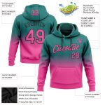 Custom Stitched Hoodie with Team Name and Number - Teal Pink Black Fade Fashion Sports Pullover Sweatshirt Personalized Stitched