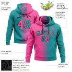 Custom Name & Number Teal Pink Black Gradient Sports Hoodie Pullover Sweatshirt Fashion Team Wear Personalized Stitched Teal