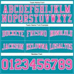 Custom Teal Pink White Football Hoodie with Personalized Name & Number - Sweatshirt Pullover Personalized Stitched Teal Pink-White
