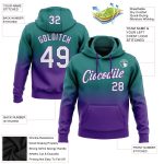 Custom Name Number Sports Hoodie Teal White Purple Fade Stitched Pullover Sweatshirt Fashion Team Apparel Personalized Stitched