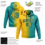 Custom Name Number Hoodie for Team - Teal Yellow Black Gradient Fashion Pullover Sweatshirt Personalized Stitched Teal Yellow-Black