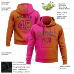 Custom Texas Orange Hot Pink Black Gradient Sports Hoodie with Name and Number - Personalized Stitched Pullover Sweatshirt