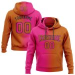 Custom Texas Orange Hot Pink Black Gradient Sports Hoodie with Name and Number - Personalized Stitched Pullover Sweatshirt