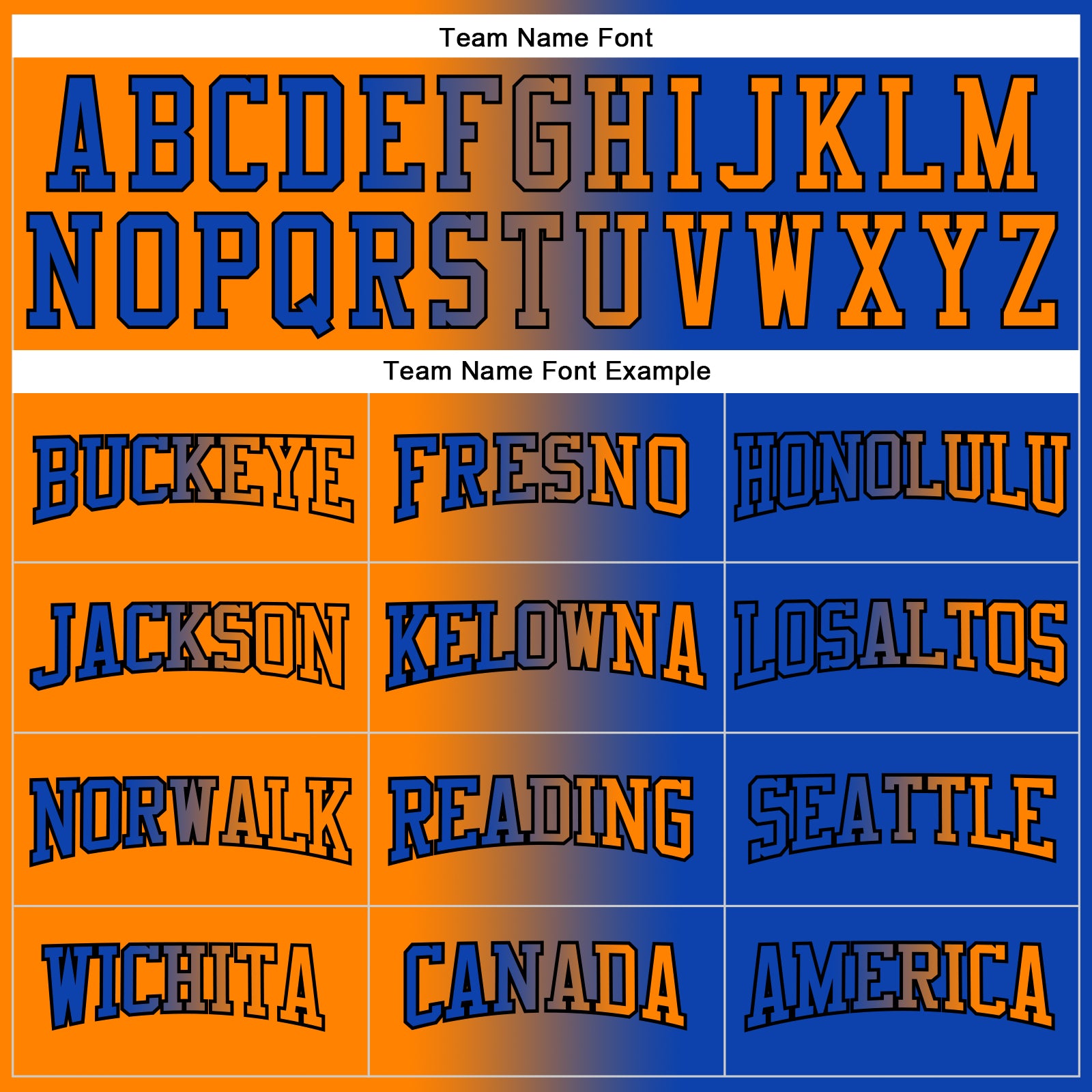 Personalized Stitched Thunder Blue Bay Orange-Black Gradient Fashion Sports Pullover Sweatshirt Hoodie Team Custom Name and Number Custom Team Hoodie with Personalized Name and Number, Thunder Blue Bay Orange-Black Gradient Pullover Sweatshirt Personalized - Image 3