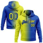 Custom Name Number Hoodie - Personalized Thunder Blue Neon Yellow Black Gradient Fashion Sports Pullover Sweatshirt Personalized