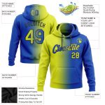 Custom Name Number Hoodie - Personalized Thunder Blue Neon Yellow Black Gradient Fashion Sports Pullover Sweatshirt Personalized
