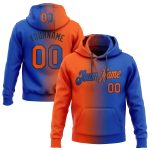 Custom Team Hoodie with Personalized Name and Number - Thunder Blue Orange-Black Gradient Fashion Sports Pullover Sweatshirt