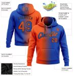Custom Team Hoodie with Personalized Name and Number - Thunder Blue Orange-Black Gradient Fashion Sports Pullover Sweatshirt