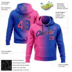 Custom Name Number Hoodie - Personalized Thunder Blue Pink Black Gradient Sports Pullover Sweatshirt Personalized Stitched