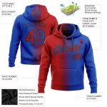 Custom Team Hoodie with Personalized Name & Number - Fashion Sports Pullover Sweatshirt in Thunder Blue Red-Black Gradient