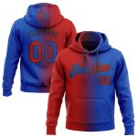 Custom Team Hoodie with Personalized Name & Number - Fashion Sports Pullover Sweatshirt in Thunder Blue Red-Black Gradient