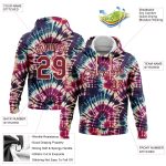 Custom Name Number 3D Tie Dye Hoodie Sweatshirt Pullover - Personalized Crimson Cream Hippie Batik Sports Gear Personalized