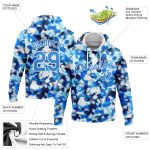 Custom Name and Number Tie Dye Hoodie Electric Blue-White 3D Abstract Watercolor Sports Pullover Sweatshirt Personalized