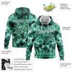 Custom Name and Number Hoodie - 3D Abstract Tie Dye Sports Sweatshirt in Kelly Green-White, Stitched Shibori Style Personalized