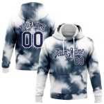 Custom Name Number Hoodie - Personalized Tie Dye Navy White 3D Abstract Shibori Sports Pullover Sweatshirt Personalized Stitched