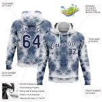 Custom Name & Number Pullover Hoodie, 3D Abstract Tie Dye Navy-White Sports Sweatshirt, Personalized Stitched Design Personalized