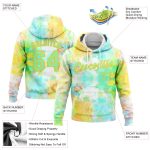 Custom Name and Number Personalized Watercolor Sports Hoodie in Pea Green-Yellow Tie Dye - 3D Pullover Sweatshirt Personalized