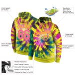 Custom Name & Number Tie Dye Sports Hoodie Sweatshirt - Personalized Pink-Gold 3D Pattern Design Personalized Stitched Tie