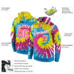 Custom Name Number Sports Hoodie 3D Tie Dye Design in Pink-White Stitched Pullover Sweatshirt Personalized Stitched Tie Dye